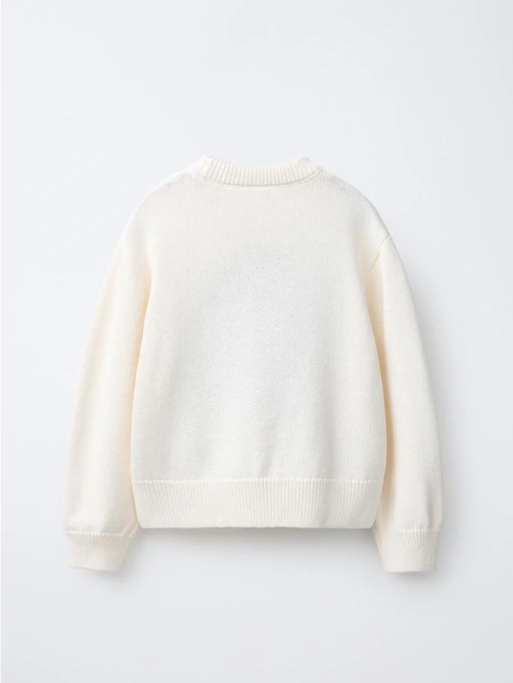 ZARA Girls Dog Knit Sweater Cream Size 9-10Y 140 Cute Puppy Graphic Pullover NWT